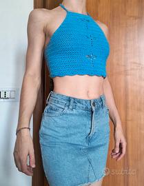 Crop top libellule uncinetto fatto a mano