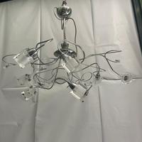 Lampadario 9 luci in acciaio e cristallo