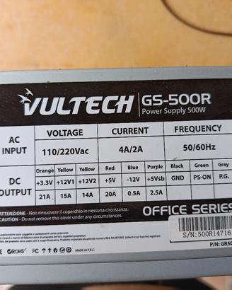 alimentatore VulTech GS-500R da 500W. 