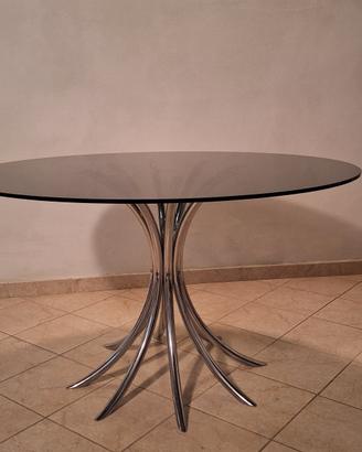 Tavolo rotondo vetro e acciaio