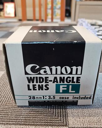 Obiettivo Canon wide-angle lens FL, 28mm 1:3.5