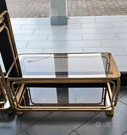 2 carrelli porta vivande in ottone 