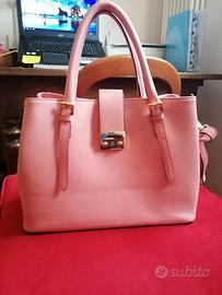 Borsa vera pelle rosa con scomparti