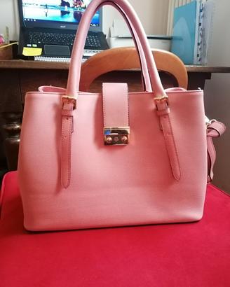 Borsa vera pelle rosa con scomparti