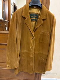 Giacca vintage donna vera pelle scamosciata camel