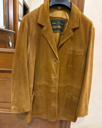 Giacca vintage donna vera pelle scamosciata camel
