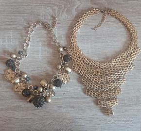 lotto 2 collane metallo dorato