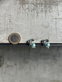 Orecchini zirconi e perla celeste