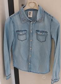 Camicia jeans con borghie H&M tg 11/12 anni 152 cm