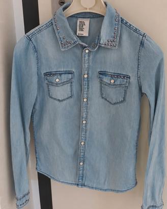 Camicia jeans con borghie H&M tg 11/12 anni 152 cm