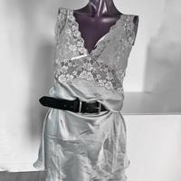 yamamay lace satin dress gray lingerie L