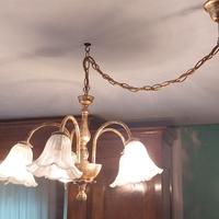 Lampadario + 2 abat jour in foglia vetri murano