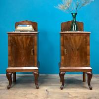 2 COMODINI ART DECO' JUGENDSTIL MARMO NERO RADICA