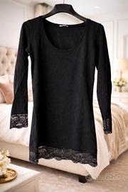 maglia nera Jadea con pizzo 