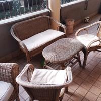 salotto giardino 4/5 posti vimini rattan