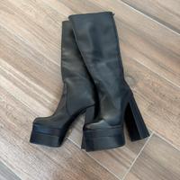 Stivali plateau versace neri in pelle 39