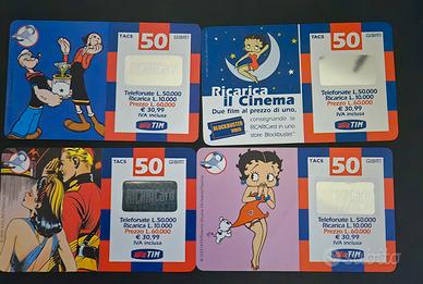 Schede telefoniche vintage TIM, anni '90 4pz.