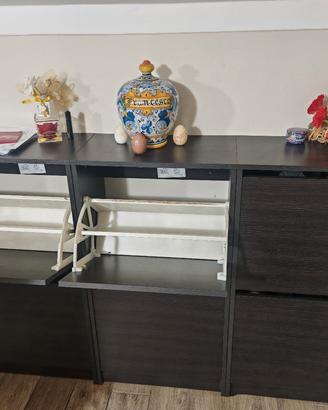 scarpiera elegante a 3 colonne rovere moro