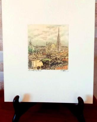 Incisione colorata a mano Cattedrale di Vienna