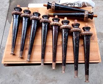 Gambe per mobili in legno e ottone anni 50-60