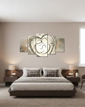 Quadro Capezzale moderno dipinto tortora beige