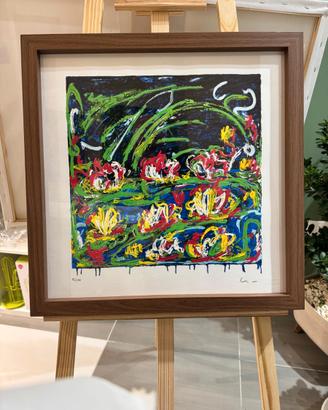 Mario Schifano - "Ninfee" - Serigrafia Materica