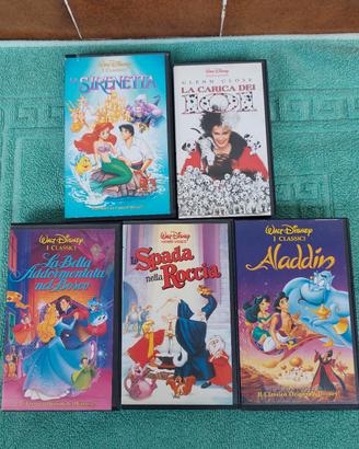 5  videocassette originali Walt Disney 