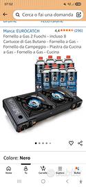 Fornello a gas 2 fuochi NUOVO + 8 cartucce butano
