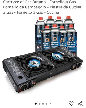 Fornello a gas 2 fuochi NUOVO + 8 cartucce butano
