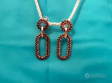 💎Orecchini  catena ovale, cristalli bronzo.