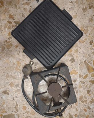 fornello a gas  e piastra in ghisa 
