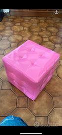Pouf lucido rosa rigido imbottito