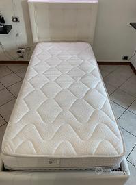 Letto singolo in vera pelle con materasso e rete