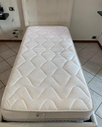 Letto singolo in vera pelle con materasso e rete