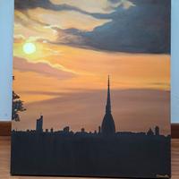 Dipinto su legno - Prospettiva centro di Torino