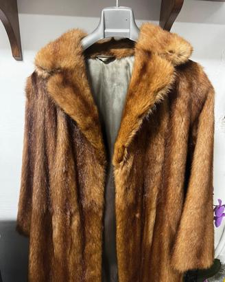 Pelliccia vera di visone mista marmotta, anni 80