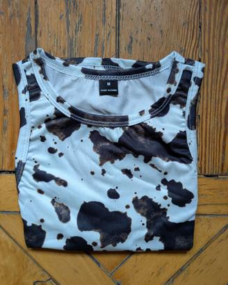 Canotta crop top stampa mucca SHEIN EZwear