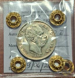 Moneta argento lira 1900, Umberto I, FDC!