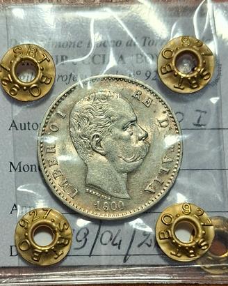 Moneta argento lira 1900, Umberto I, FDC!