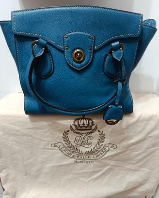 Borsa Ralph Lauren in pelle Blu Ottanio