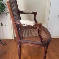 Antica sedia in legno e paglia di Vienna