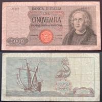 Italia 🇮🇹 banconota 5000 lire Colombo caravella