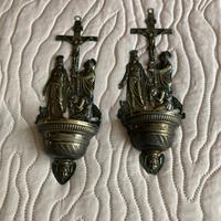 Coppia dí acquasantiere in peltro XVIII , XIX seco