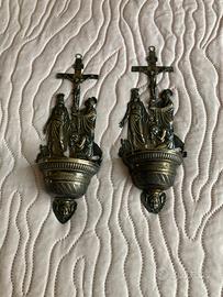 Coppia dí acquasantiere in peltro XVIII , XIX seco