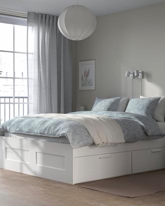 LETTO CONTENITORE 160x200 CASSETTONI CON COMODINI