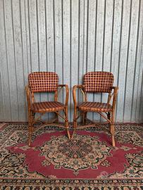 Coppia sedie bistrot vintage francese in bambù