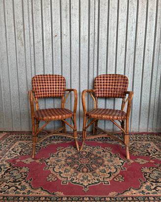Coppia sedie bistrot vintage francese in bambù