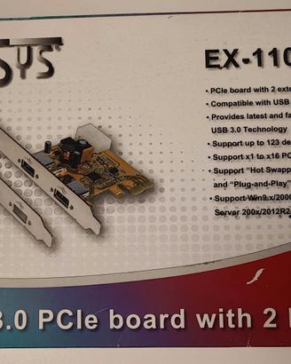 Scheda PCIe USB 3.0 con 2 porte
