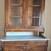 Credenza Vetrina legno massello piano marmo