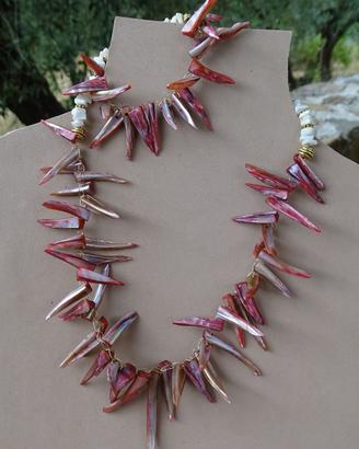 Parure estiva collana e bracciale in madreperla